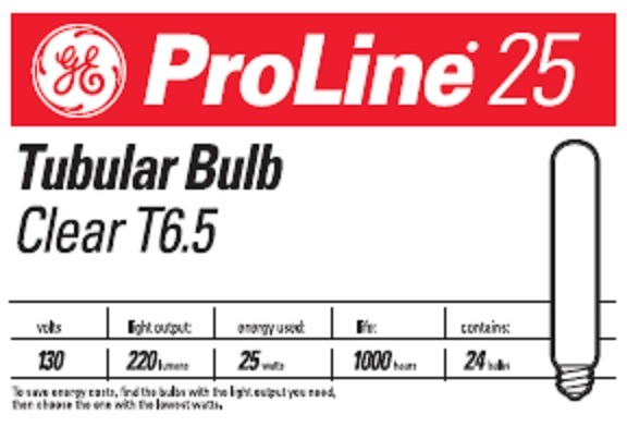 25T6.5/CL/PRO Incandescent Lamp, 25 W, E17 Lamp, T6.5 Shape, 200 Lumens