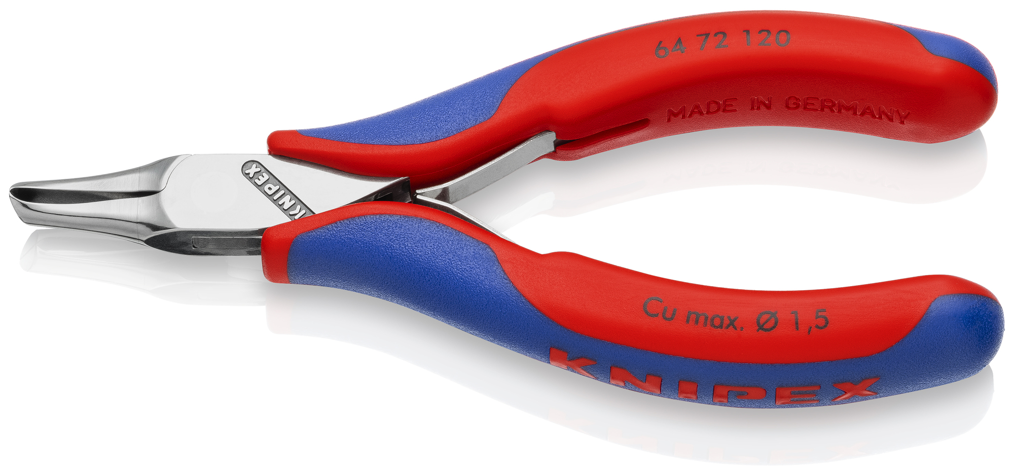 Electronics End Cutting Nippers, 4 3/4 in., Multi-Component, Polished, Semi-flush with Small Bevel Cut, End Cutter Head, Up to 1/16 in. Soft Wire, 35°