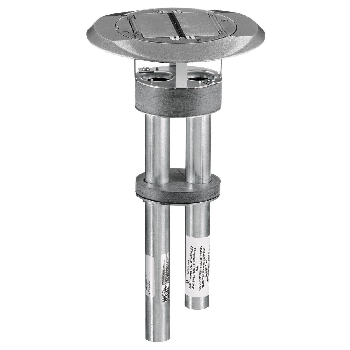 S1PTGY 1-Piece Flush Standard Sized Poke-Through Assembled Unit, 4 in Hole, 8 in Dia x 1/2 in THK Cover, 300 lb Capacity, Composite