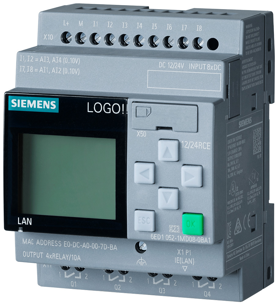 6ED10521MD080BA1 6ED10 Logic Module, 12 to 24 V DC, 3 to 10 A, 8 Inputs, 4 Outputs, 10.8 to 28.8 V Signal Range