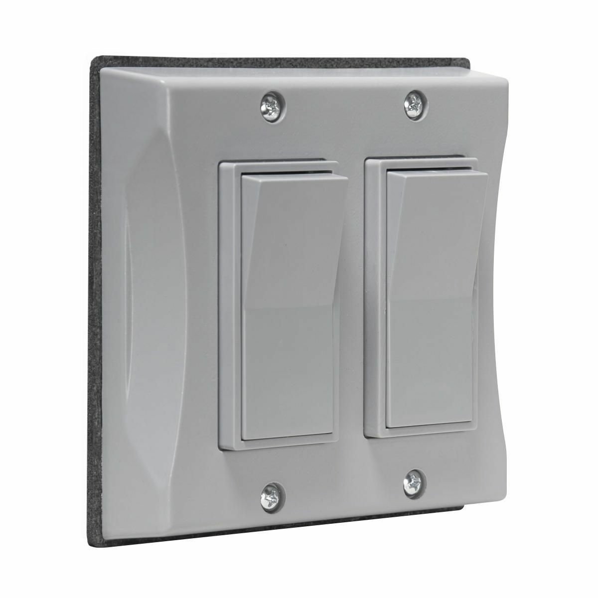 5127-0 2-Gang Non-Metallic Vertical Weatherproof Decorator Switch Cover, 1.525 in L x 4.82 in H, For Use With 1-Pole/3-Way Decorator Switch, Gray