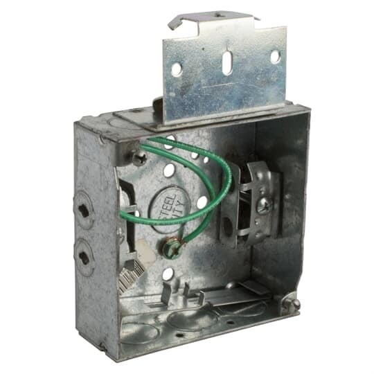 52151-MSX-P eFab Outlet Box, Steel, 21 cu-in Capacity, (1) Outlets, (9) Knockouts, 4 in H x 4 in W x 1-1/2 in D