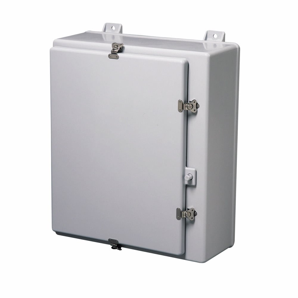 Eaton B-Line series wall mounted panel enclosure, 39.31" height, 14.05" length, 26.32" width, NEMA 4X, Hinged cover, 4XF enclosure, Wall mount, Medium single door, External mounting feet, Fiberglass, Seamless poured in-place gasket