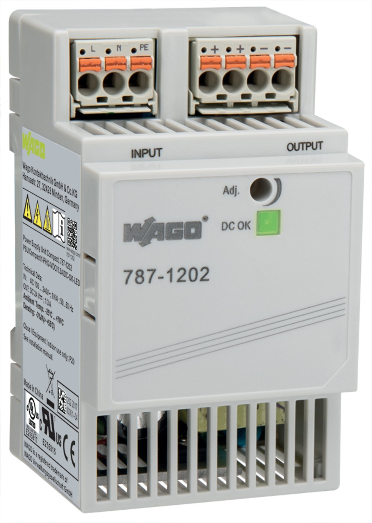 787-1202 1-Phase, 375 V Input, 24 V DC Output, DIN Rail Mount