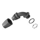 1-1/2 Inch, 90 Degree, Two-Piece Liquidtight Non-Metallic Fitting, UL E32447, Temperatures up to 107 Degrees C, Nitril Rubber O-Ring, PVC, Grey