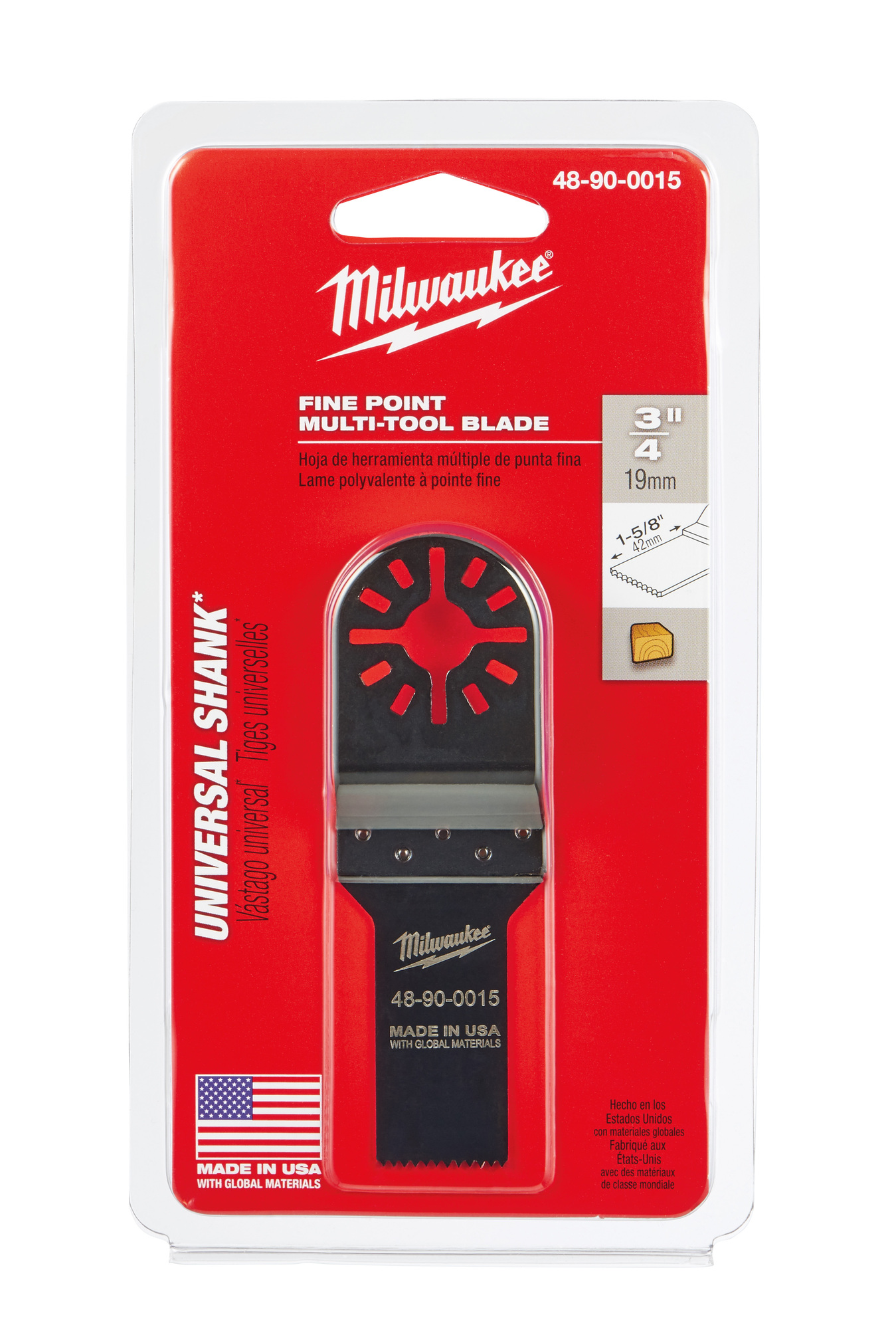48-90-0015 Multi-Tool Blade, For Use With Oscillating Tool, 3/4 in Dia Cutting, High Carbon Steel
