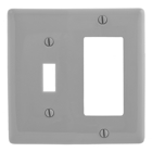 Hubbell Wiring Device Kellems, Wallplates and Box Covers, Wallplate,Nylon, 2-Gang, 1) Toggle 1) Decorator, Gray