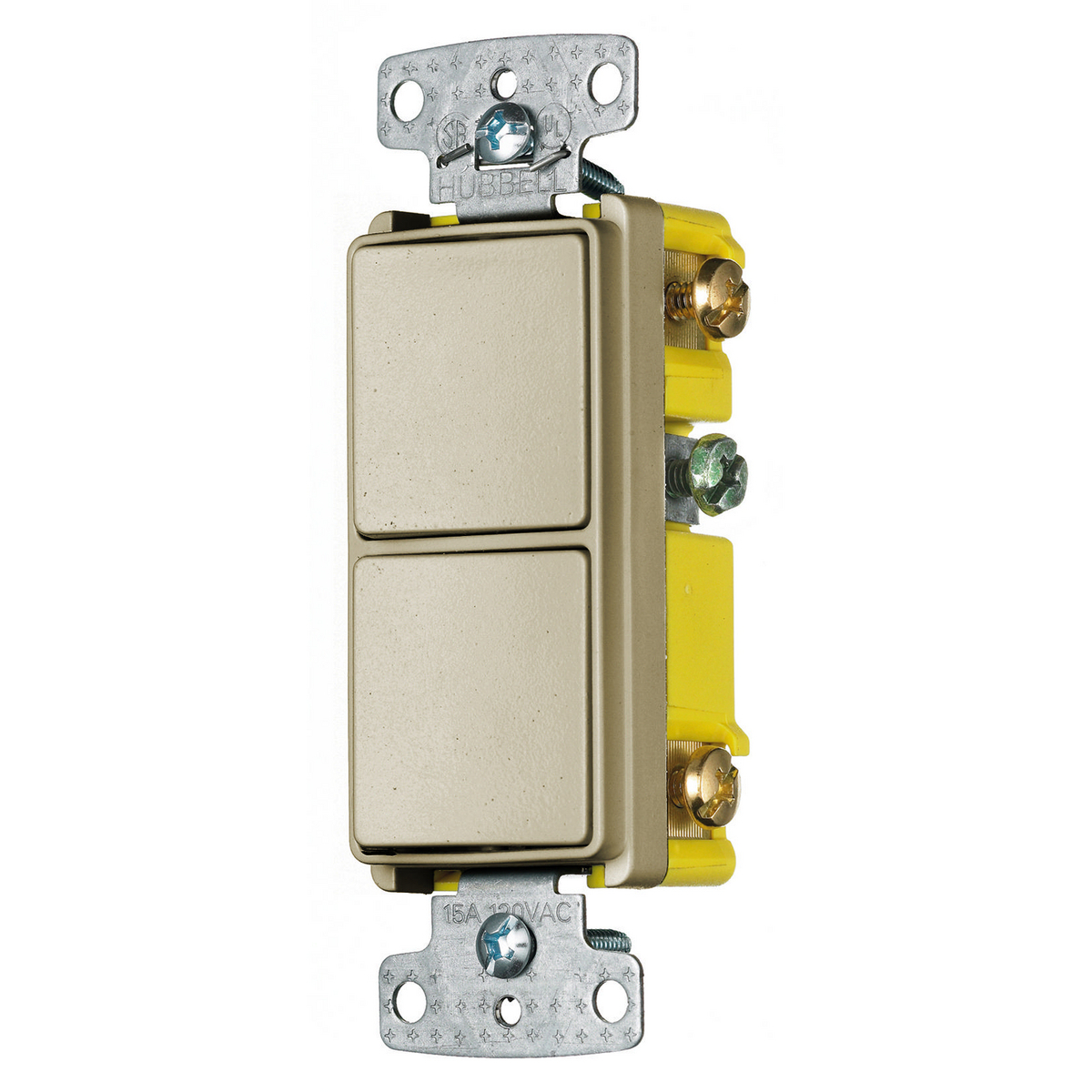 RCD103I Decorator 3-Way 2-Position Standard Combination Switch, 120/277 VAC, 15 A, 4155 W Power Rating, 2-Position Contact