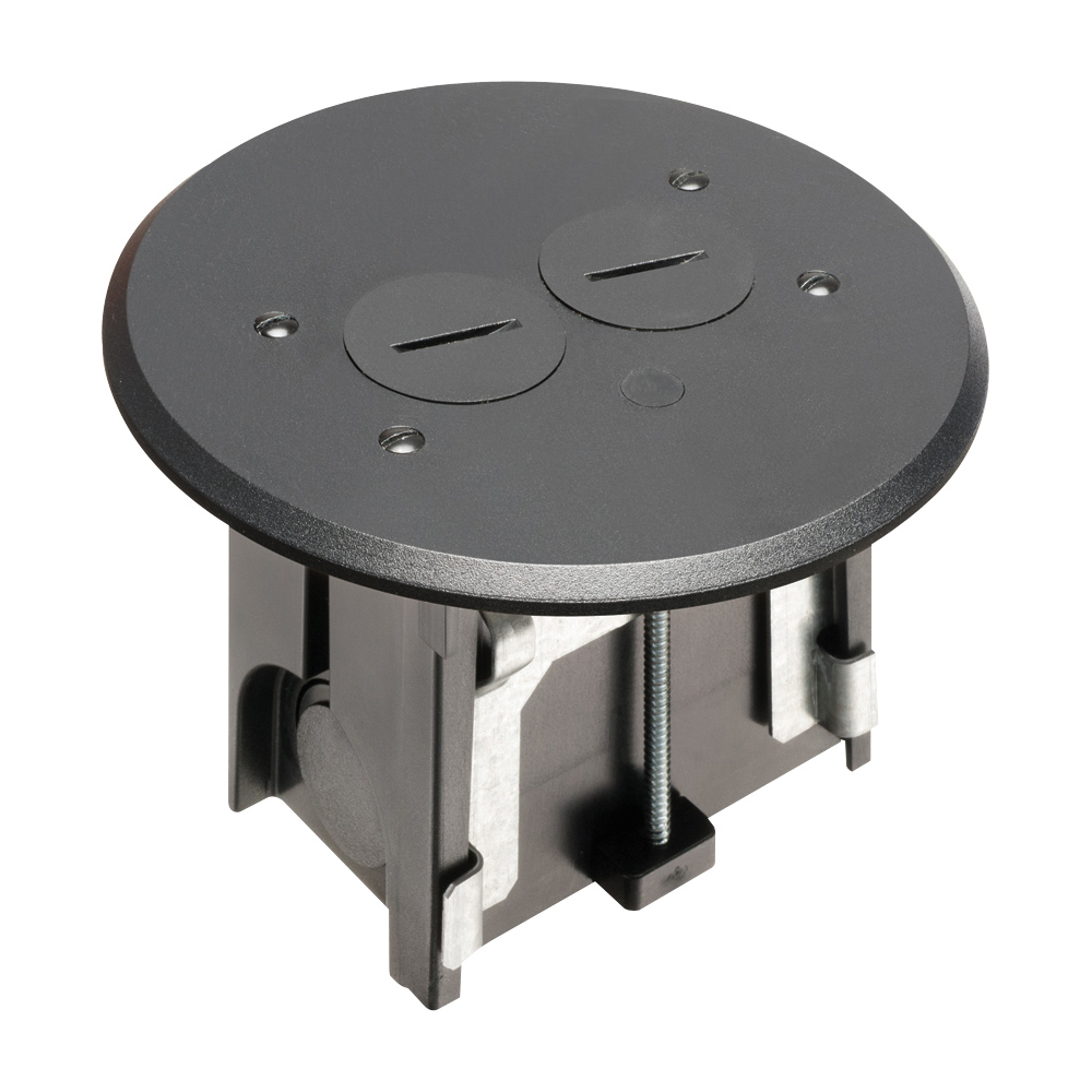 FLBAR101BL Adjustable Non-Metallic Floor Box Kit With Threaded Plug, Plastic, 18.3 cu-in Capacity, 1 Gang