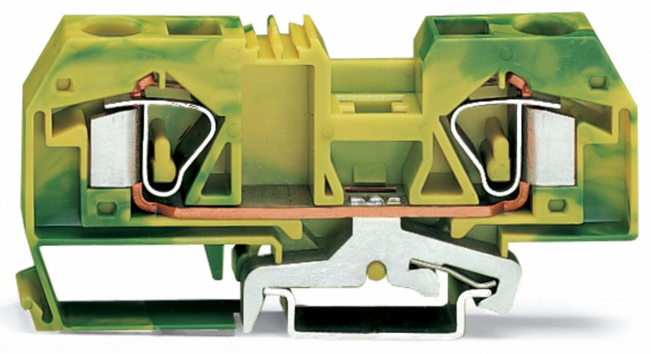 283-907 Operating Tool Ground Terminal Block, 24 to 6 AWG Wire, 1 Poles, DIN Rail Mount
