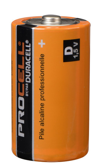 PC1300 Cylindrical Battery, Zinc-Manganese Dioxide, 1.5 V DC, 1200 mAh, D