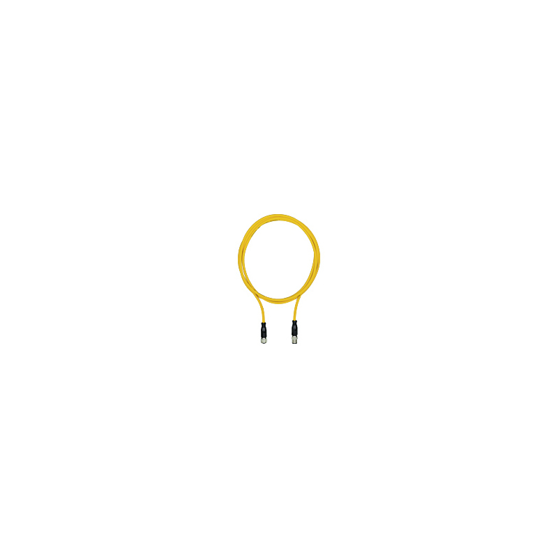 Connection Cable, PUR, Yellow, Suitable for Drag Chains, 8-pin, Socket Straight M12, on Connector Straight M12, A-Coded, 5m