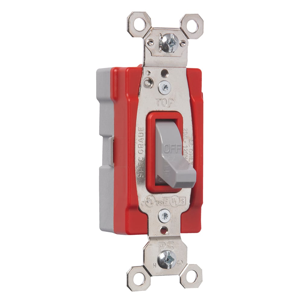 PT20AC1GRY PlugTail Single Pole 20 Amp Toggle Switch, Gray