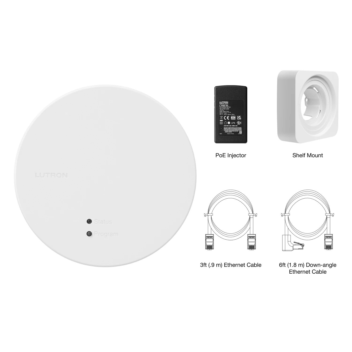 RR-PROC3-KIT RadioRA 3 All-In One Processor Starter Kit with PoE Injector, 3 ft Ethernet Cable, 6 ft Down-Angle Ethernet Cable, and Shelf Mount