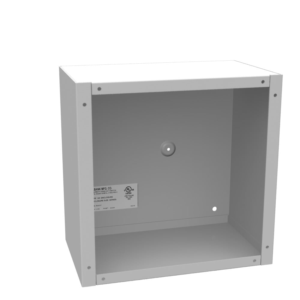 10x6x10 Screw Cover Type 1 UL Listed Steel No Knockouts ANSI 61 Gray cover with Teardrop Slots Mounting Holes in Back