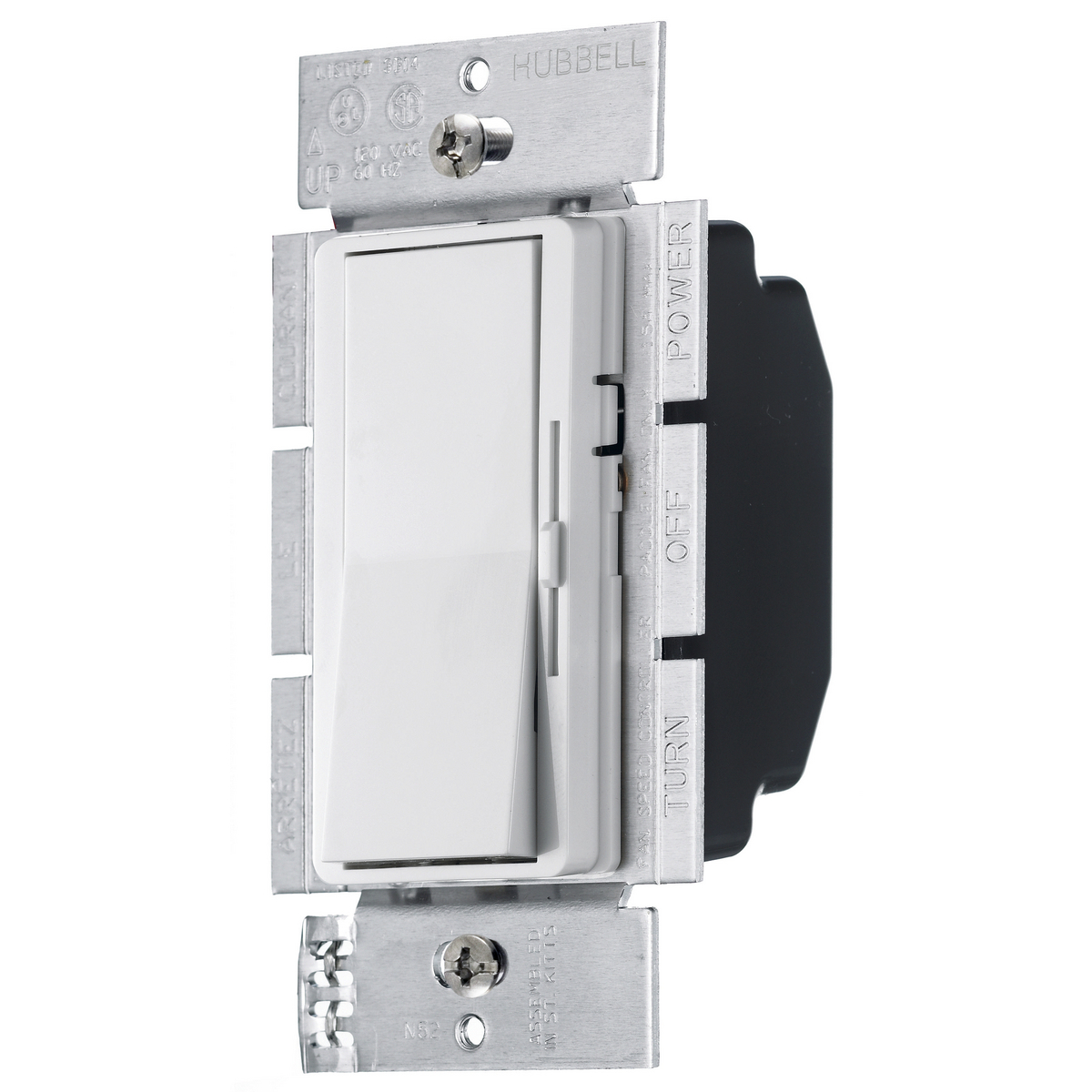 RDVFSQFW RDVFSQ 1-Pole 3-Way Standard Fan Speed Control, 120 V AC, 1.5 A, 3-Speed Rocker/Slide/Variable Operational Mode, Plastic, White