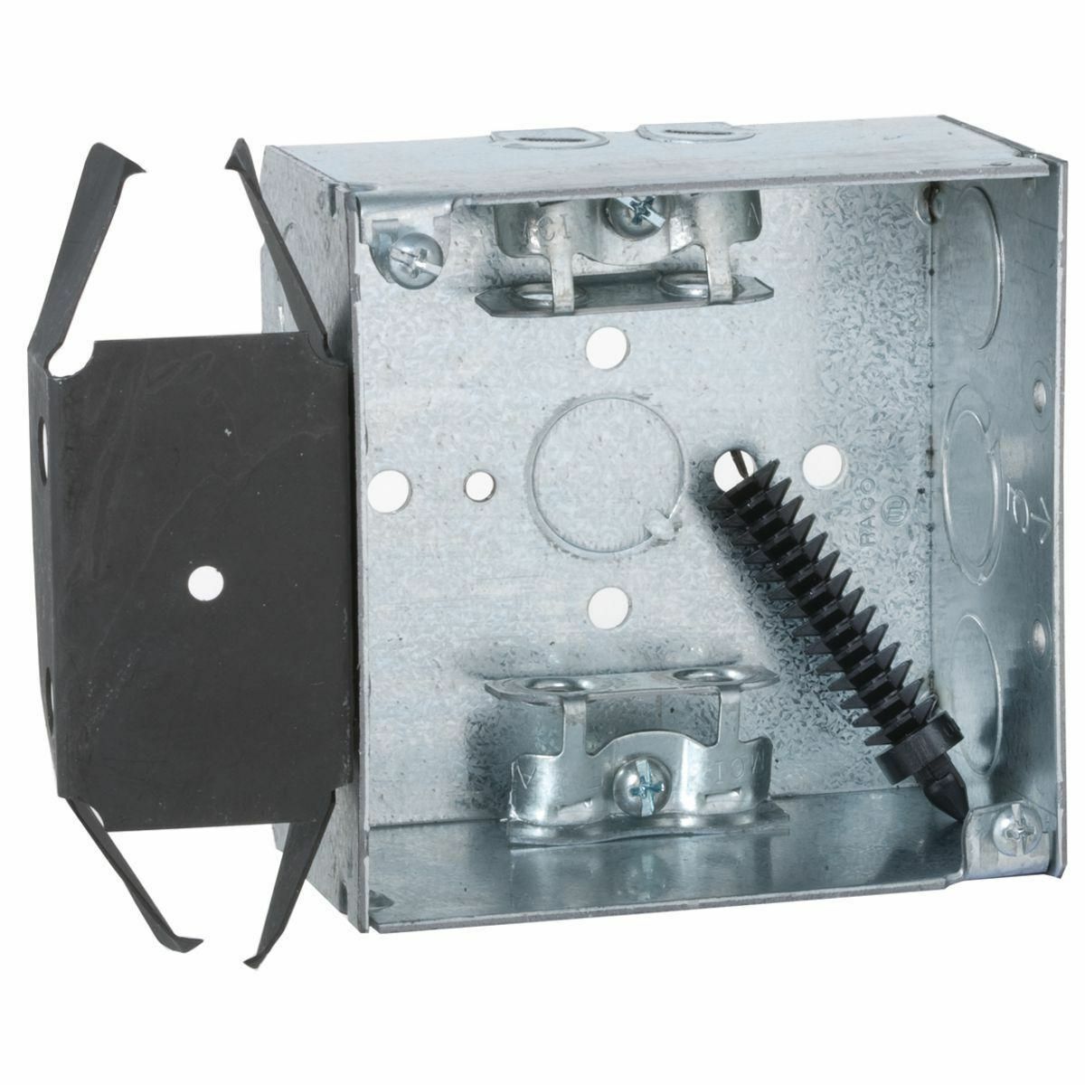 243 Square Box, Steel, 30.3 cu-in Capacity, (8) Knockouts, 4 in H x 4 in W x 2-1/8 in D