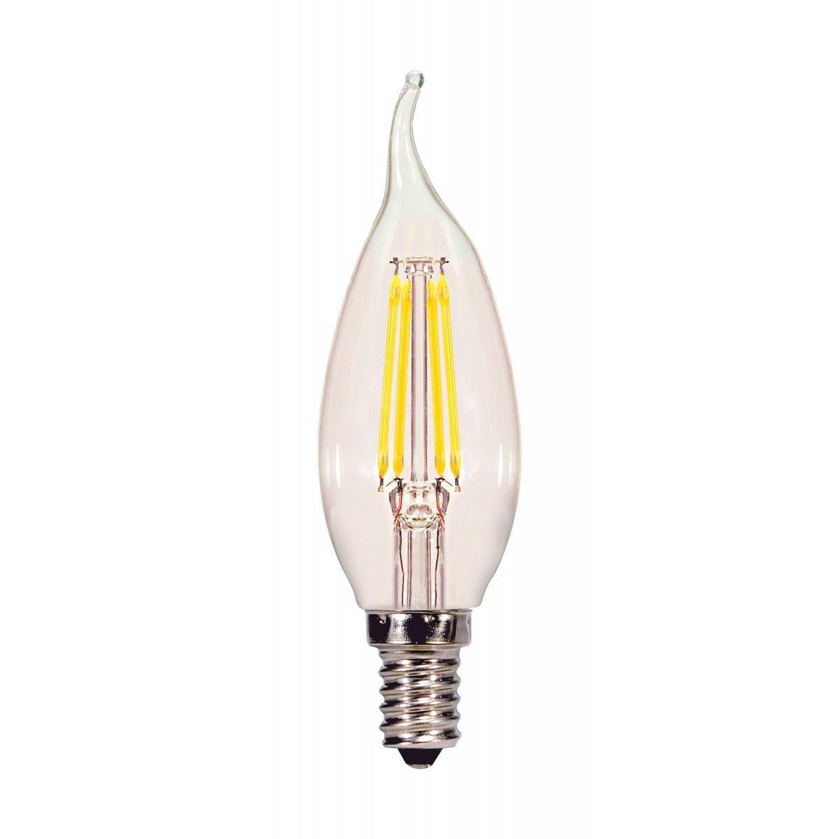 S21722 Dimmable Filament LED Lamp, 4.5 W, 40 W Incandescent Equivalent, E12 Lamp, CA10 Candle Shape, 350 Lumens