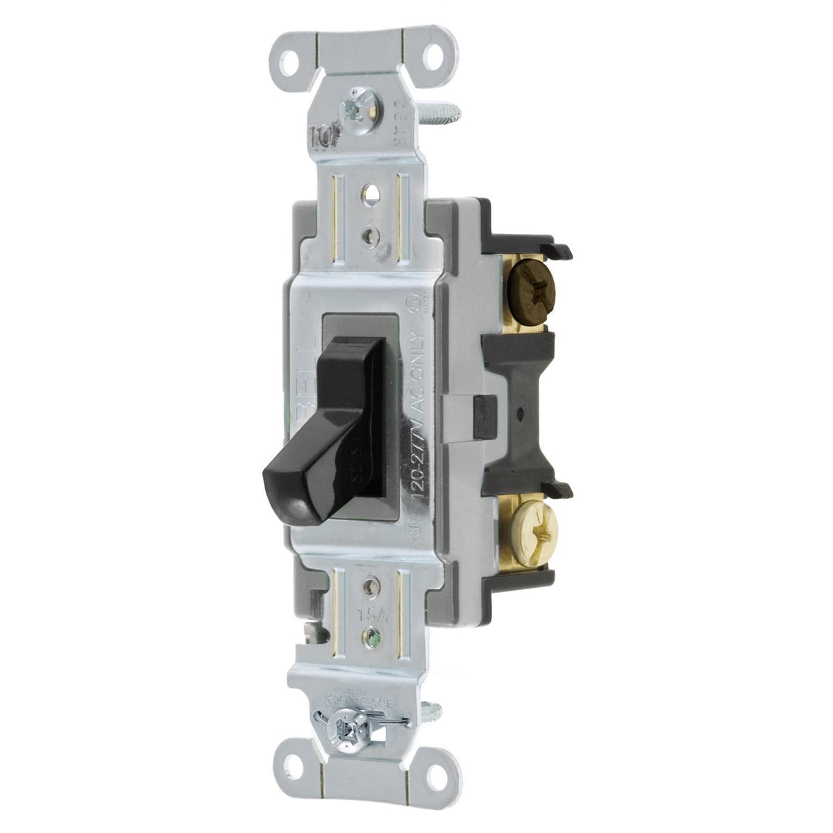 CSB315BK 2-Position 3-Way Standard Toggle Switch, 120 to 277 V AC, 15 A, 4155 W Power Rating, 2-Position Contact