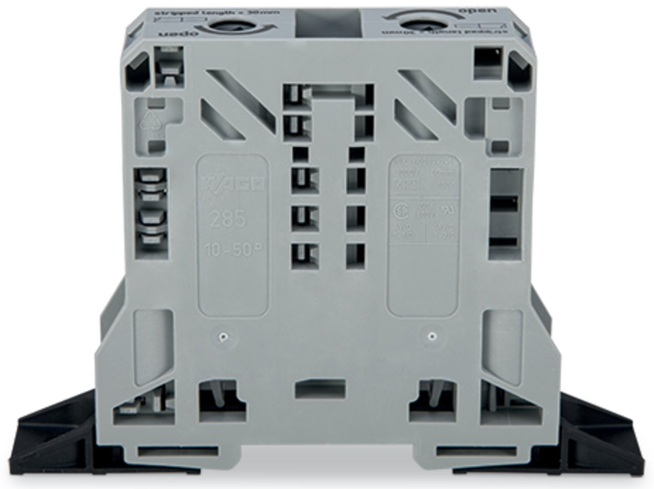285-141 285 2 Conductor Terminal Block, 1 kV, 150 A, 1/0 AWG to 350 kcmil Wire, Surface Mounting
