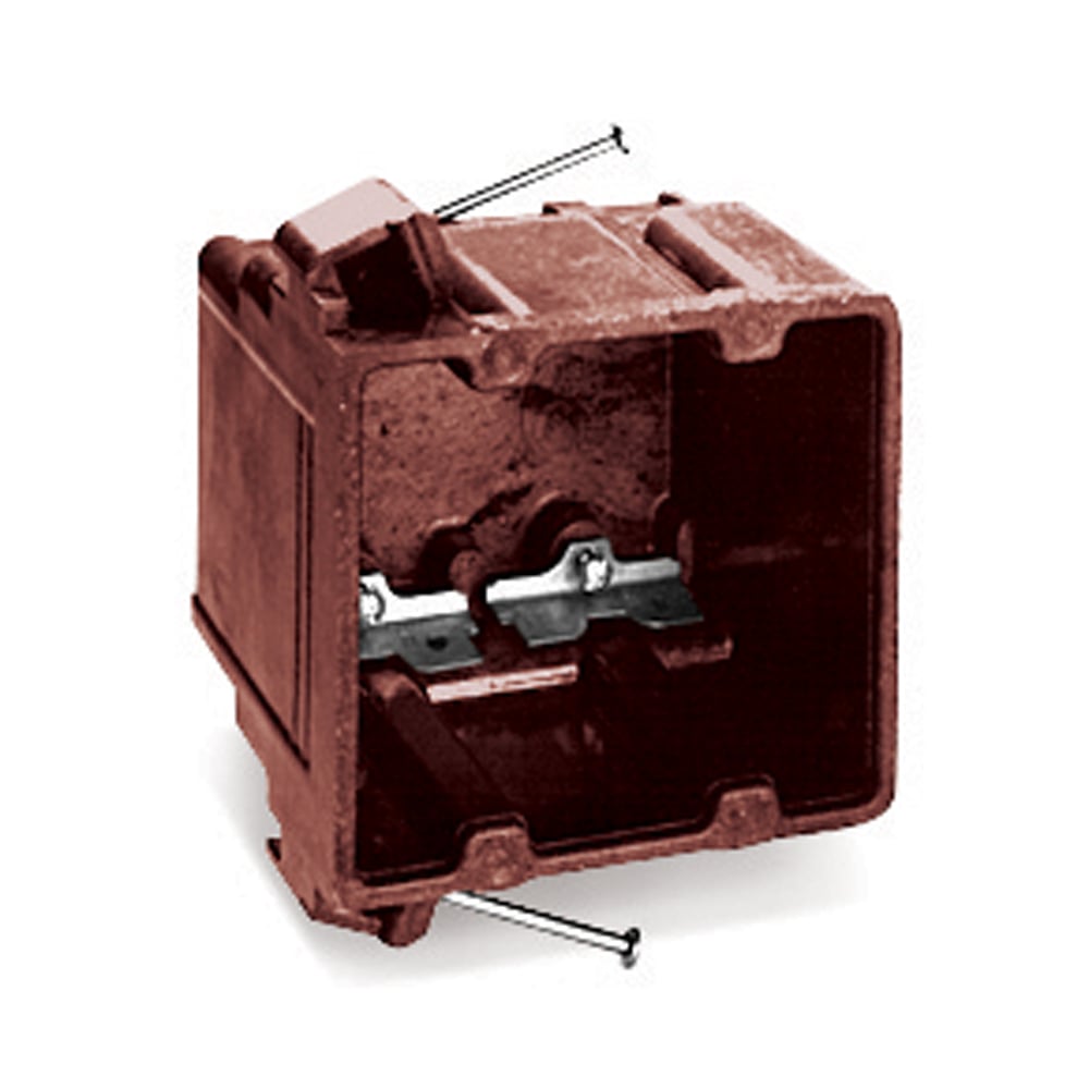 1072-C Carlon New Work Outlet Box With High Clamp, Phenolic, 40.5 cu-in Capacity, 2 Gangs, 3-5/8 in L x 4-3/32 in W x 2-11/16 in D