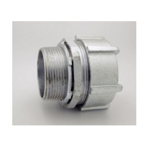 258-US Bridgeport Non-Insulated Compression Connector, 3-1/2 in Trade, For Use With EMT Conduit, Malleable Iron, Electro-Plated Zinc