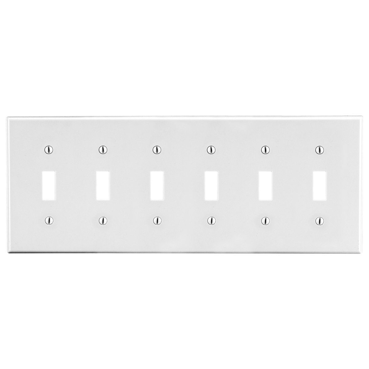 P6W Non-Metallic Standard Wall Plate, 6 Gangs, 11.94 in W x 4.63 in H, Polycarbonate Thermoplastic, White