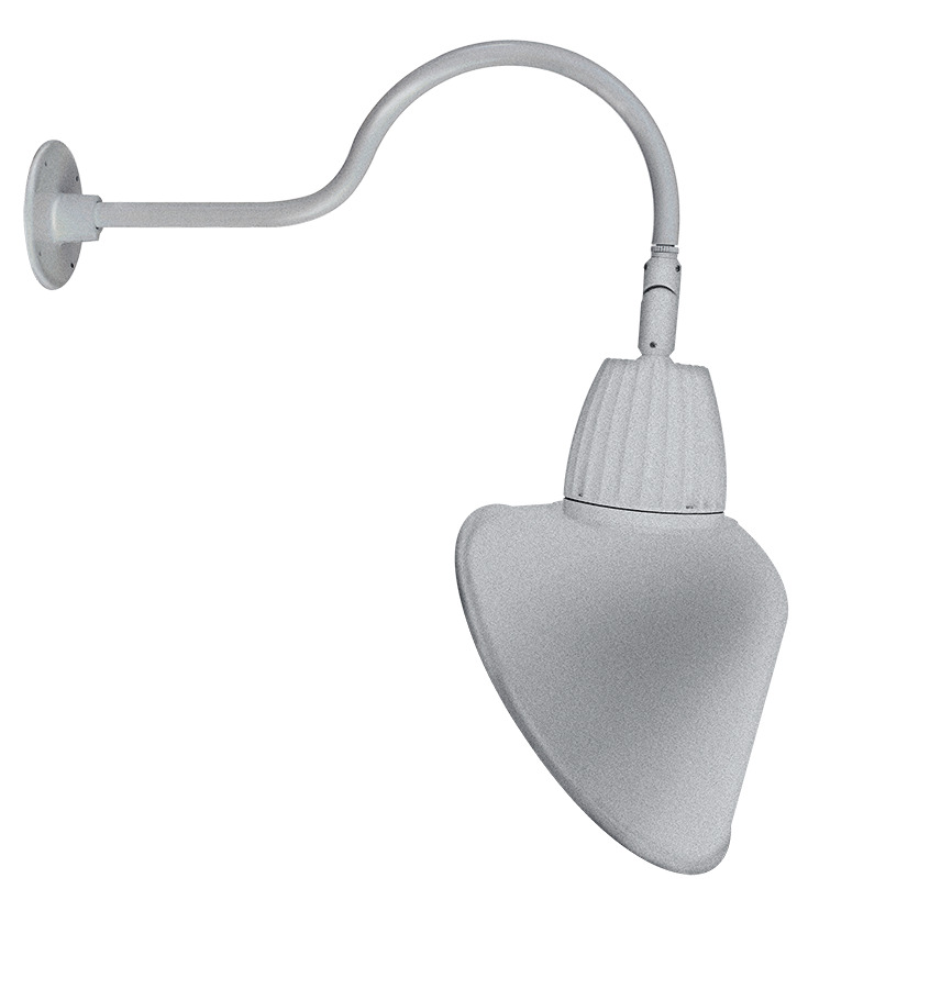 GN1LED26NACS LGOOSE Flood Gooseneck Decorative Fixture With GOOSE1S 24 in Goose Arm Style 1, 29 W Fixture, 120/208/240/277 V AC, Silver Housing
