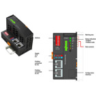 Fieldbus coupler / head unit with extended temperature range - Gen.3 - Wago (750 XTR) - FC ETHERNET; G3; XTR - 64 x connections per node connection capability - with Modbus TCP + Ethernet/IP communication capability - supply voltage 24Vdc via wiring (system) - with 2 x RJ45 connectors (fieldbus) + Push-in spring cage-clamp (pwr. suppl. connections) + 4-pin male connector (device configuration) - DIN-35 rail mounting (49.5mm width) - IP20 - rated for -40Â°C...+70Â°C ambient
