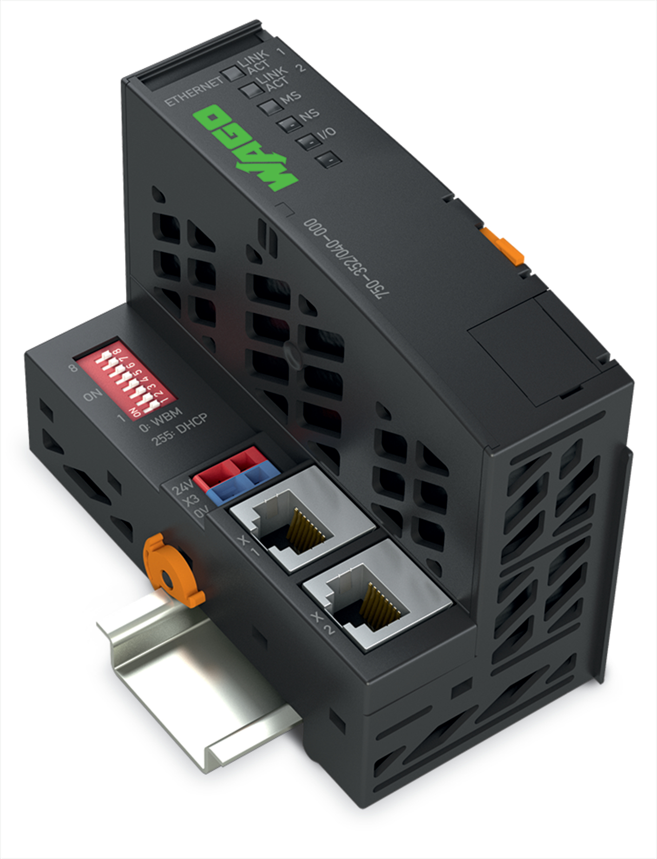 750-352/040-000 3rd Generation Fieldbus Coupler, 3.811 in H x 1.949 in W x 2.831 in D, Polycarbonate/Polyamide 6.6, Dark Gray