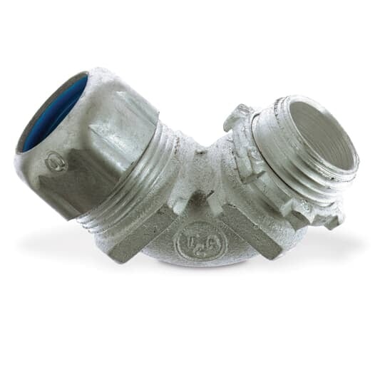 5257AL T&B Non-Insulated Conduit Connector, 2 in Trade, 90 deg, Aluminum, Clear Chromate Coated/Zinc Plated