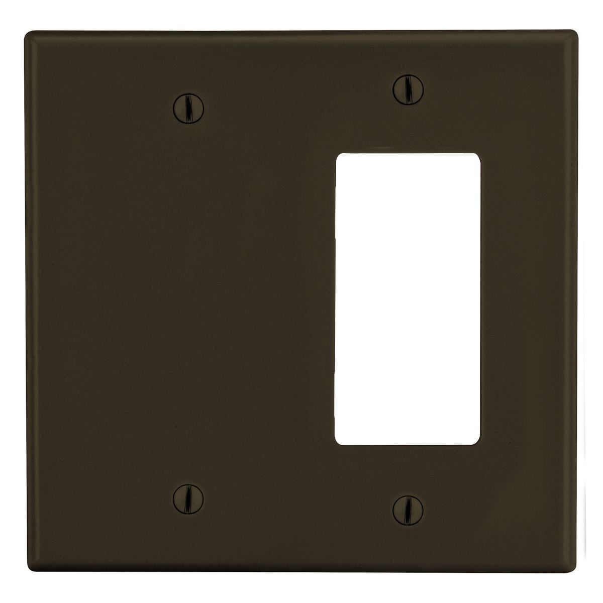 P1326 Non-Metallic Standard Wall Plate, 2 Gangs, 4.69 in W x 4.63 in H, Polycarbonate Thermoplastic, Brown