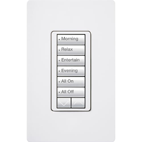RRD-W6BRL-WH seeTouch LED+ Wall Keypad for RA3 Systems, 6-Button with Raise/Lower, Neutral Required, 120V, White