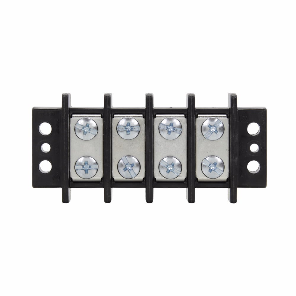 TB400-02 Double Row Terminal Block Strips and Barrier Block, 600 V, 75 A, Black