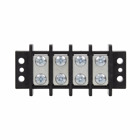 Eaton Bussmann TB400 series panel mount terminal block connector, Breakdown voltage 7500V, 600V, 75A, Double row, barrier, Two-pole, #10-32 TPI Screw, Screw, Black, Tin-plated brass terminal, Zinc-plated Steel philslot screw