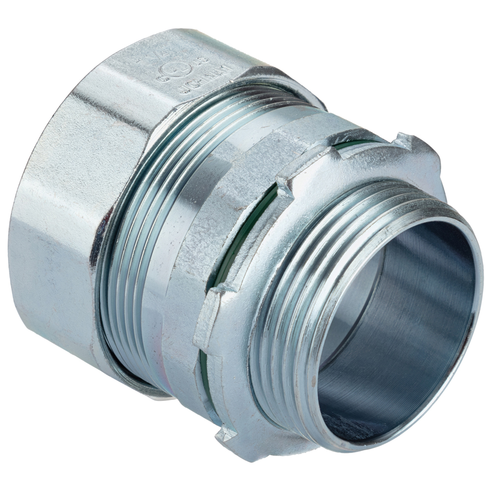 3003-RT Bridgeport 3000 Raintight Rigid Threadless Compression Connector, 1-1/4 in Trade, Steel, Zinc Plated