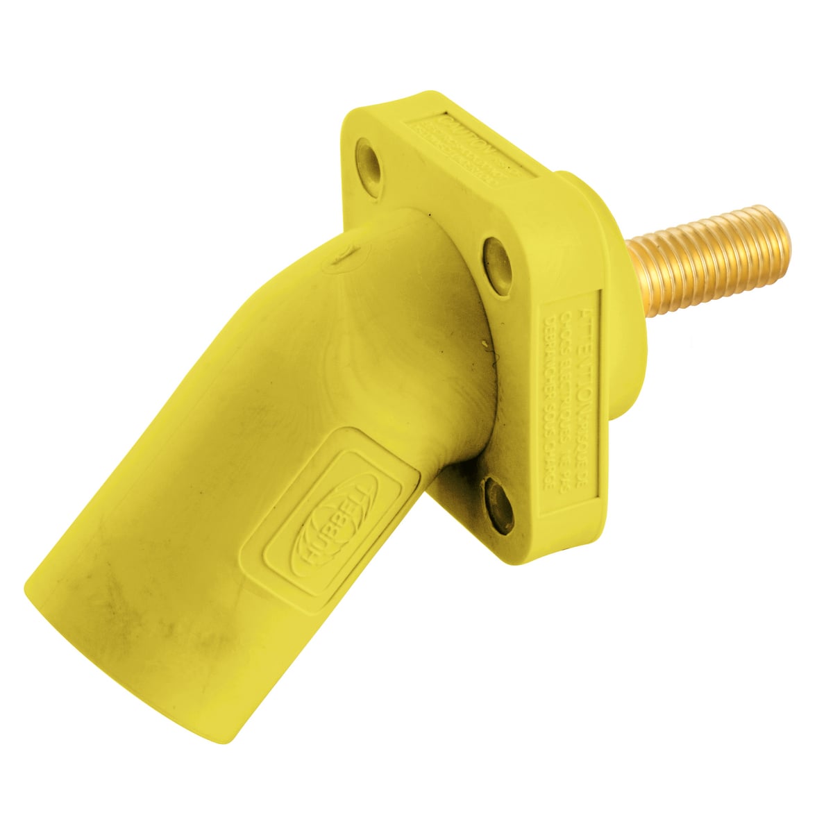 HBLMRASY 16 Series 1-Pole Angled Inlet Male Standard Stud Single Pole Receptacle, 600 V AC/250 V DC, 400 A, 4 to 4/0 AWG Wire, Screw Terminal Connection, 3R/4X/12 NEMA Rating