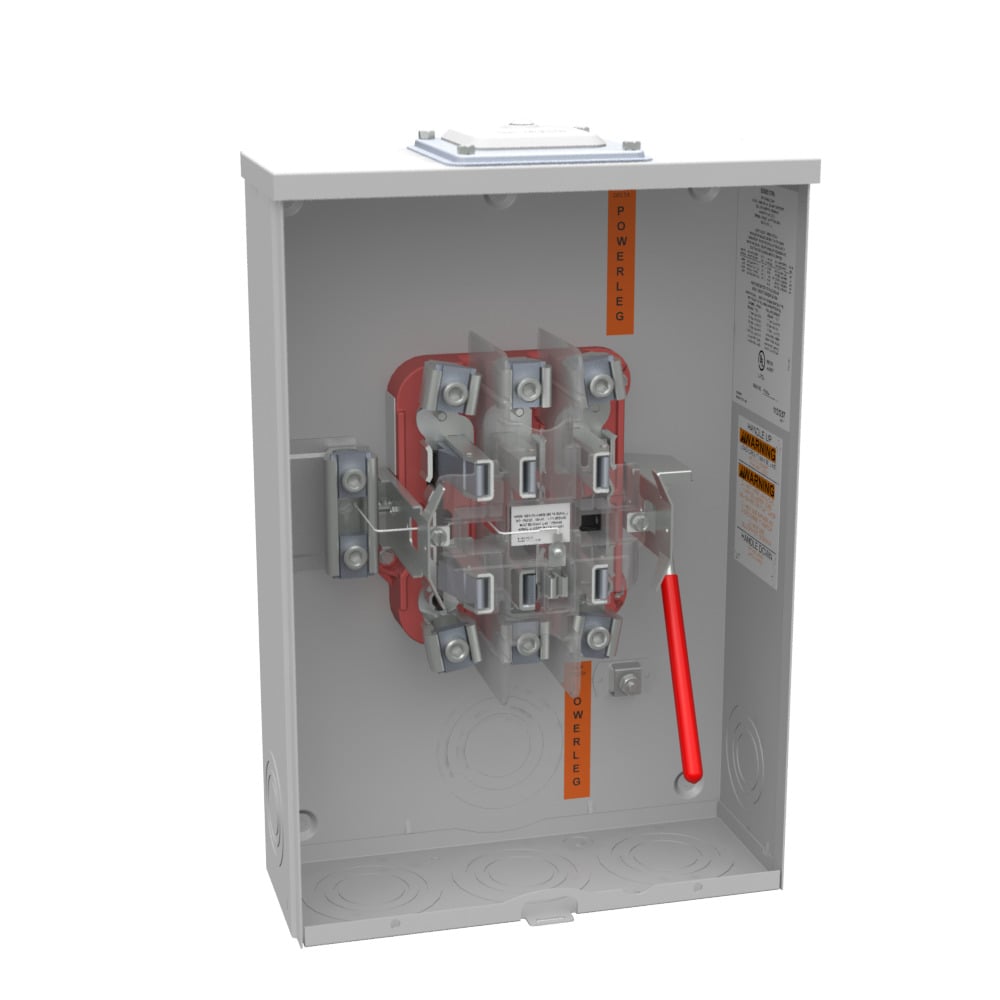 U9701-RXL-ALT Single Position Meter Socket, 200 Amp, 3 Phase, Ringless, Lever, 7 Term, OH, UG, 600V