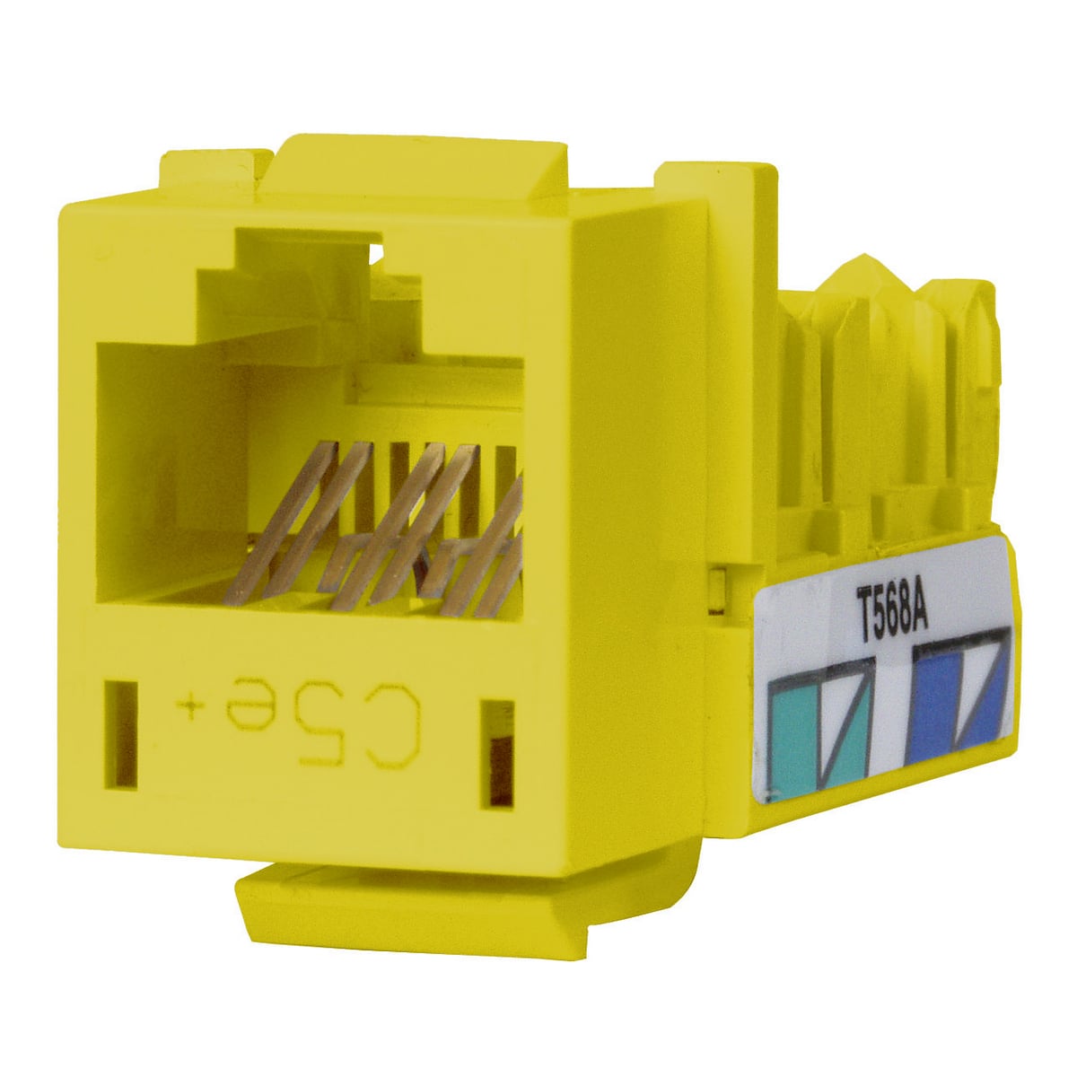 HXJ5EY25 8-Position Standard Universal A/B Jack, Cat 5e Module, Snap-Fit Mount, Yellow