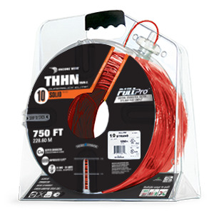 105100903045 PullPro Copper THHN Wire, 10 AWG, Solid, Red, 750 ft