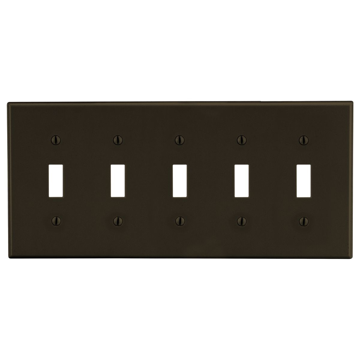 P5 Non-Metallic Standard Wall Plate, 5 Gangs, 10.12 in W x 4.63 in H, Polycarbonate Thermoplastic, Brown