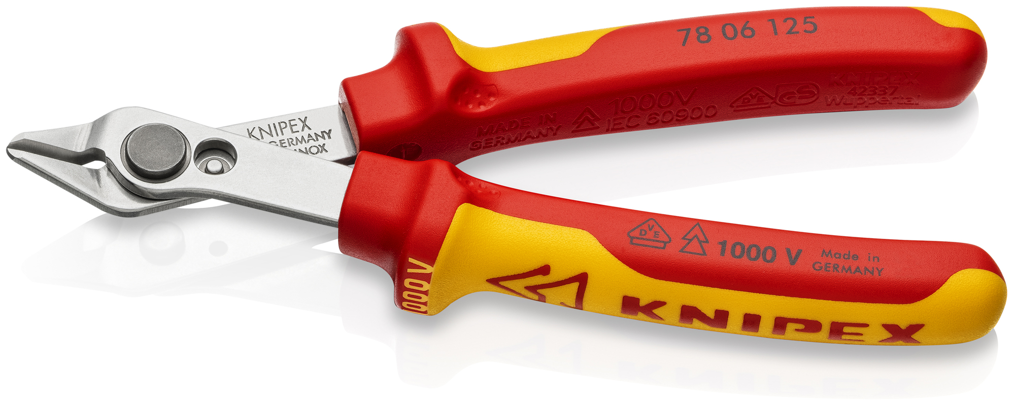 Electronics Super Knips- 1000V Insulated, 5 in., 1000V Insulated, Multi-Component, VDE, Polished, Flush Cut, 3/64 in. Max. Cutting Cap.