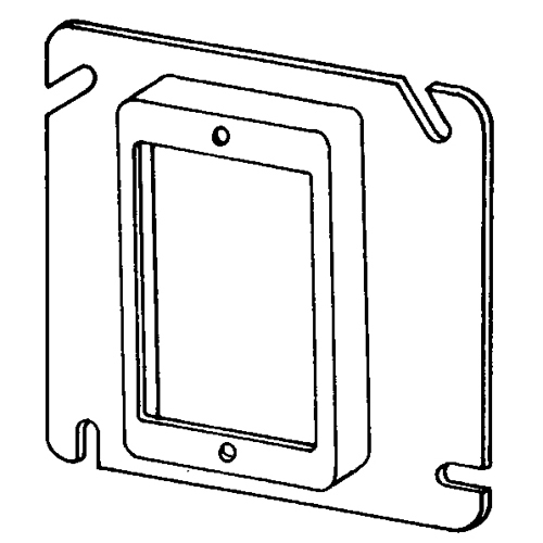8485A 1-Device Raised Square Box Cover, 4-11/16 in L x 4-11/16 in W x 1/2 in D, Steel