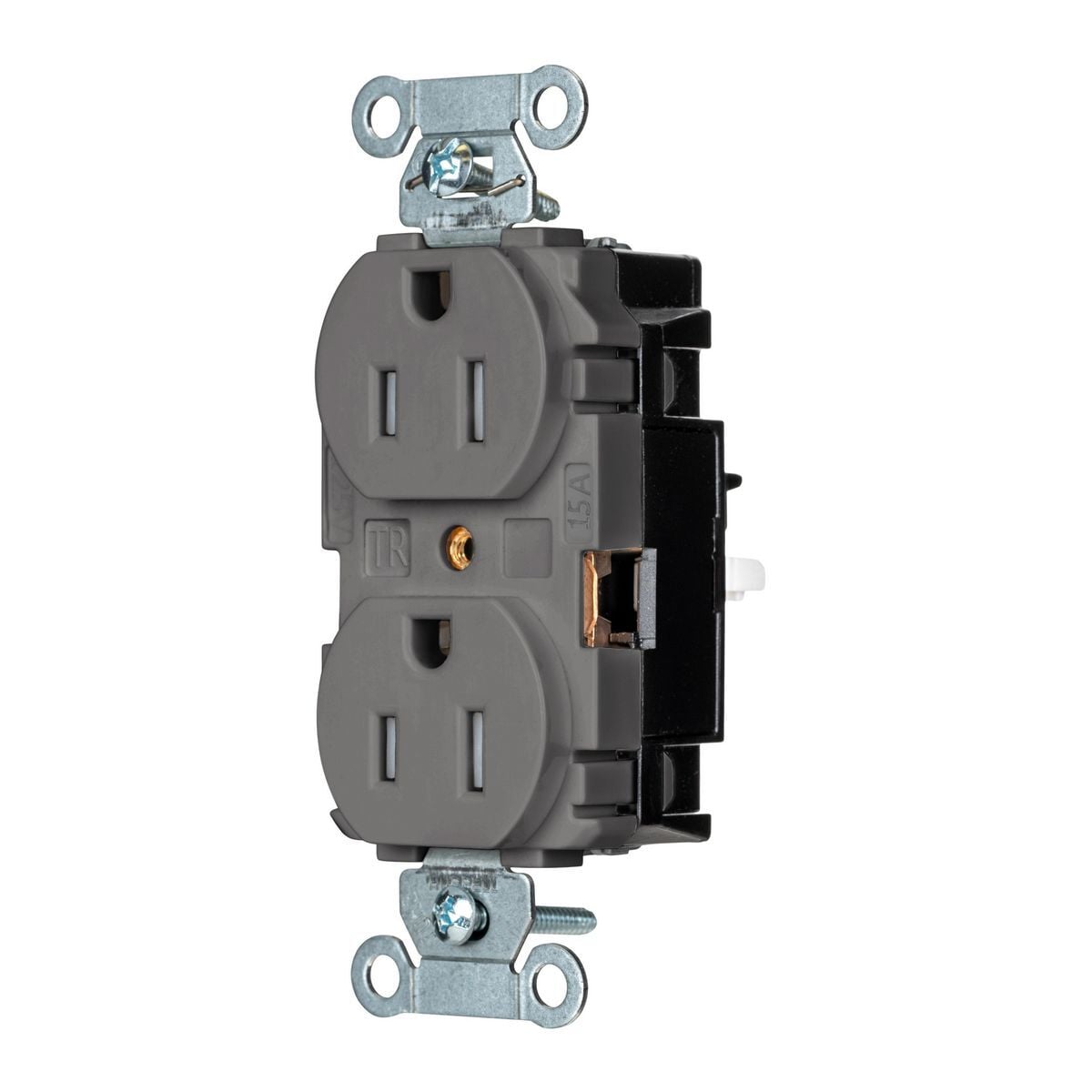 BR15STGYTR EdgeConnect Straight Blade Receptacle, 125 V, 15 A, 2 Poles, 3 Wires, Grey