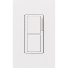 Maestro Dual Incandescent/Halogen Dimmer and Switch, Single-pole, clamshell packaging, wallplate included, White finish, 120V/300W dimmer, 2.5A switch in white