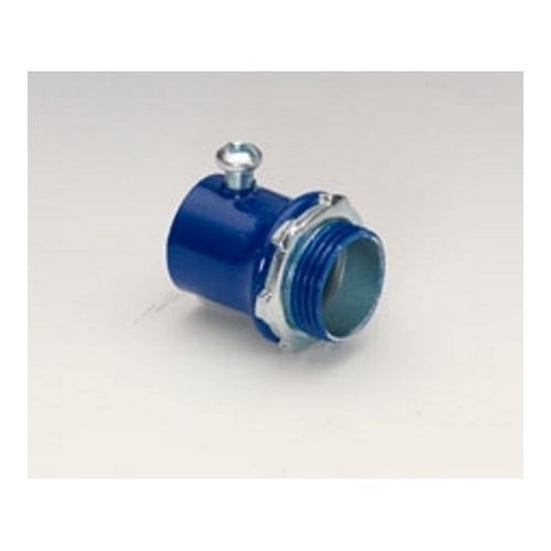231-SBLU Bridgeport Non-Insulated Set Screw Connector, 3/4 in Trade, For Use With EMT Conduit, Steel, Powder Coated
