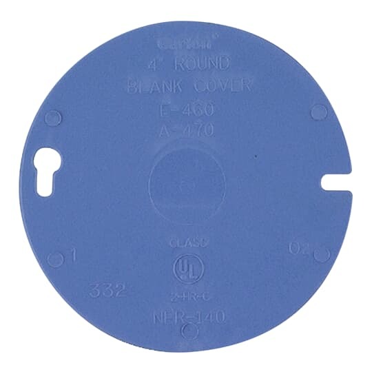E460R-CAR Carlon Non-Metallic Round Box Cover, 4 in Dia, Blank Cover