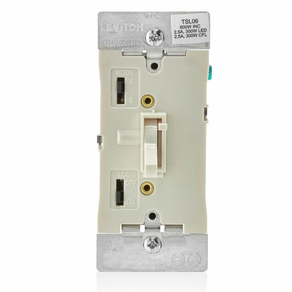 TSL06-1LT 3-Way Electro-Mechanical Universal Dimmer Switch With Locator Light, 120 V AC, 1 Poles, Toggle Slide Operation, Light Almond