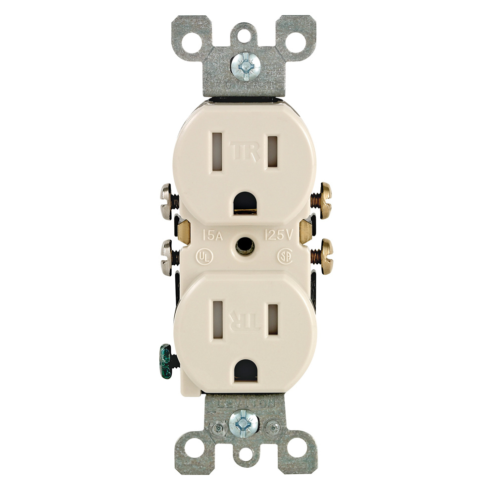 T5320-ST Duplex Tamper and Weather-Resistant Straight Blade Receptacle, 125 V AC, 15 A, 2 Poles, 3 Wires, Light Almond