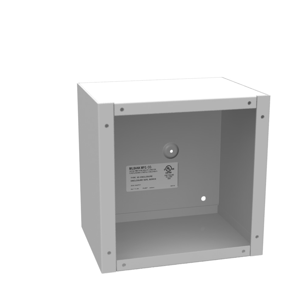 8x6x8 Screw Cover Type 1 UL Listed Steel No Knockouts ANSI 61 Gray Cover with Teardrop Slots Mounting Holes in Back
